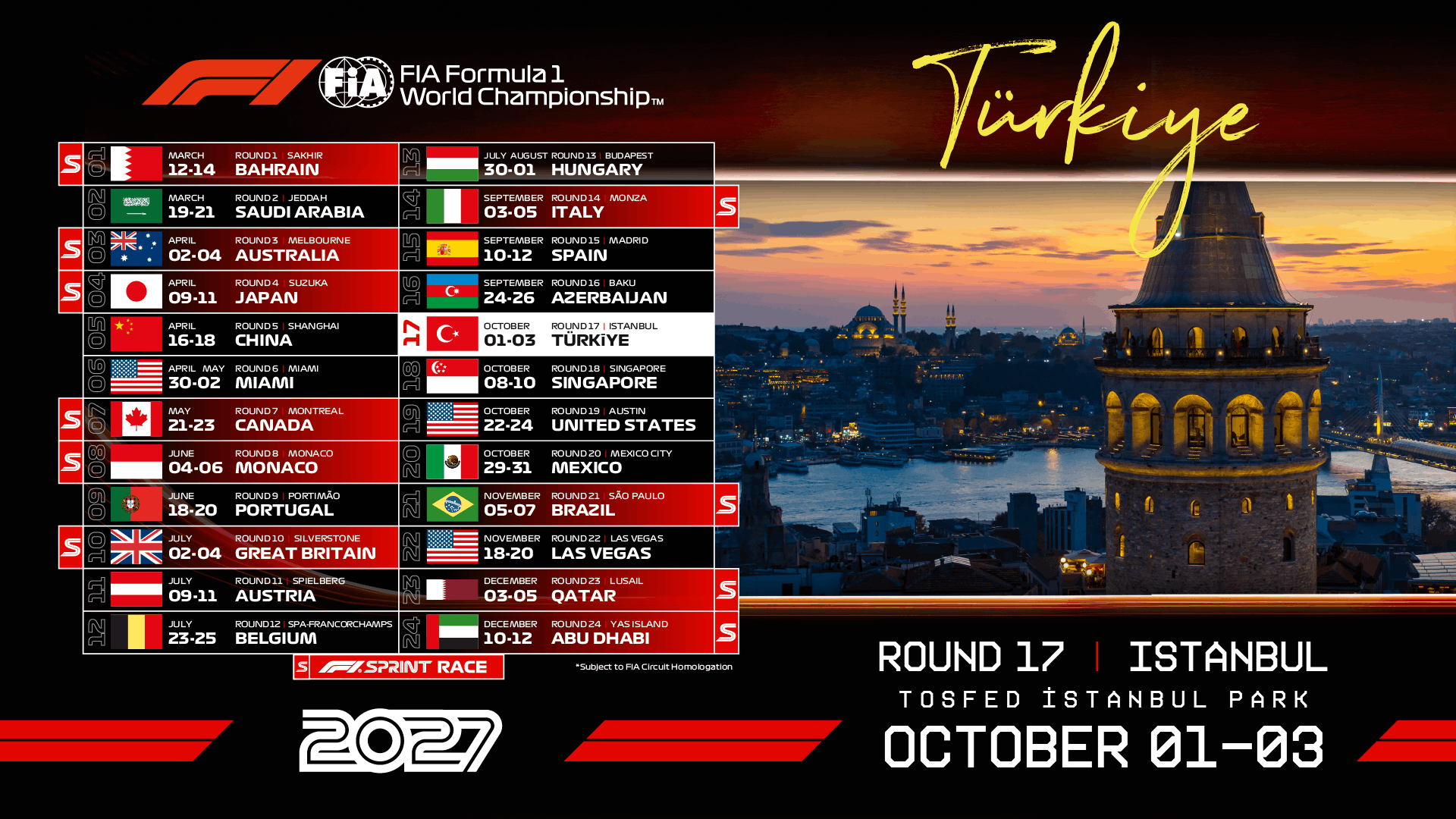 2027 F1 Takvimi